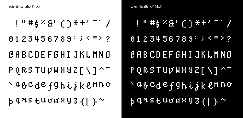 Preview of scientificaItalic-11.bdf