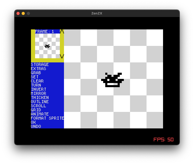 A period graphics utility running unmodified — compatibility with real Spectrum software.